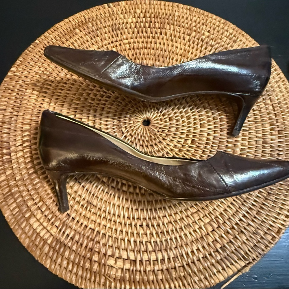 Vaneli Dark Brown Leather Heels - Picture 8 of 11
